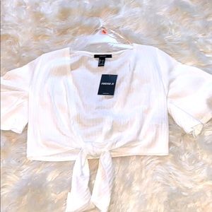 NWT-Forever 21: White Knit Crop Wrap